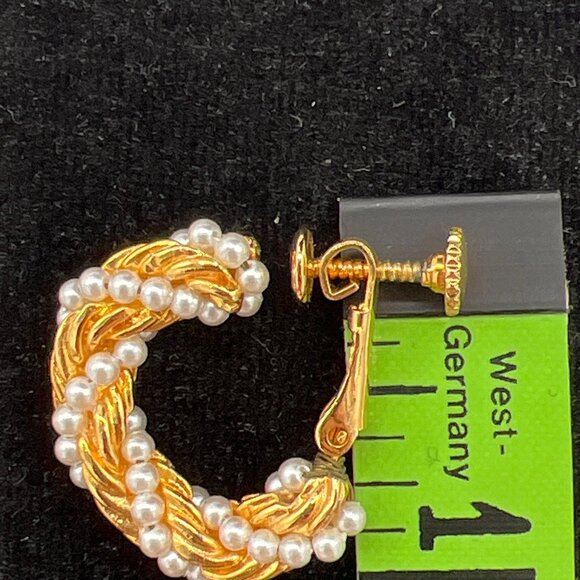 Trifari Gold-Tone & Faux Pearl Rope Necklace & Clip-On Earrings Set - Picture 6 of 6